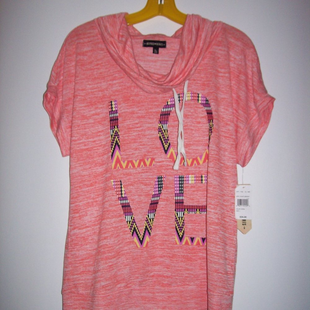 Women's Inspired Hearts Large Cowl Neck Pull Over